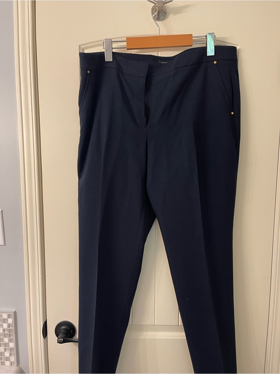 Jones New York Pants - Jones New York Navy Straight Leg Dress Pants with Gold Accent